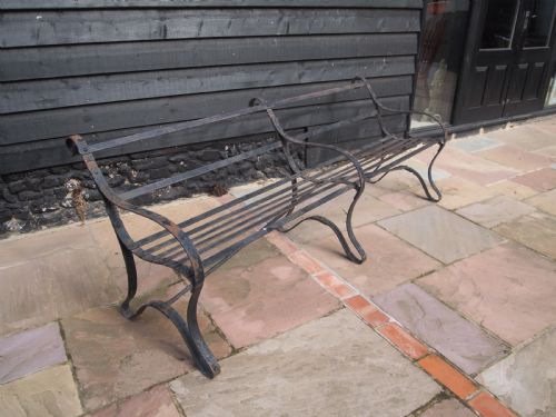 fig 2. Garden Bench Victorian strap work Iron seat settle c1880