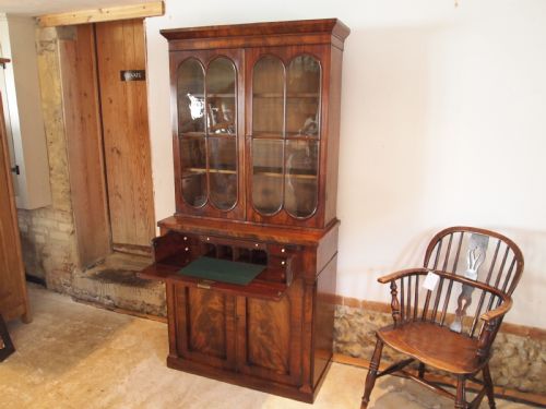 fig 2. Bookcase secretaire desk George III Mahogany small c1810