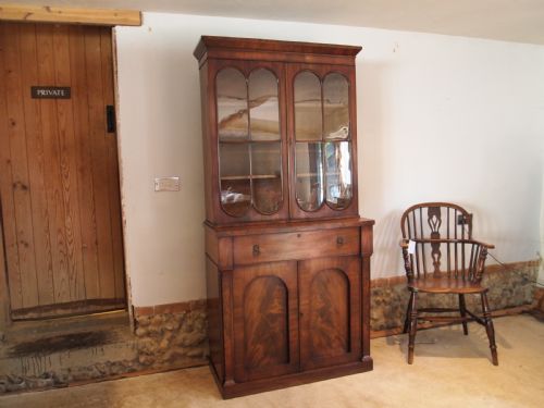 fig 3. Bookcase secretaire desk George III Mahogany small c1810