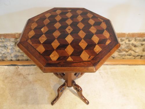 Table Outstanding Marquetry Specimen Wood Victorian C1840