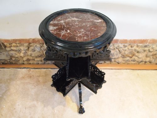 Rare Chinese Style Victorian Ebonised Revolving Bookcase C1880