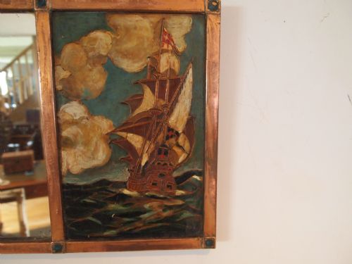 fig 3. Mirror Arts and Crafts Liberty style Copper and oil galleons c1910