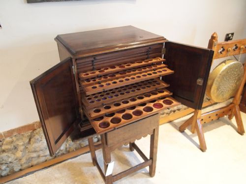 fig 3. Coin or medal collectors cabinet rare Victorian Mahogany c1880