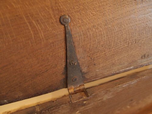 fig 2. Coffer chest rare full height blanket box Queen Anne Oak six plank c1700