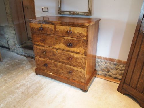 Chest of Drawers Outstanding Very Rare Victorian Burr Oak C1850