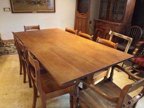 fig 3. Table stunning Arts and Crafts Oak refectory dining farmhouse c1900