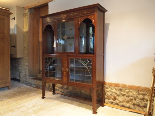 Display Cabinet Stunning Arts and Crafts Art Nouveau Mahogany C1890