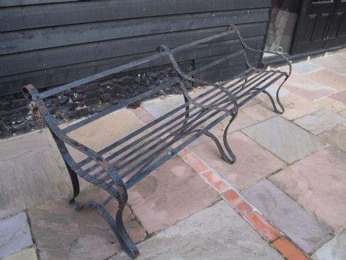 Garden Bench Victorian Strap Work Iron Seat Settle C1880