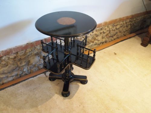 Bookcase Revolving Book Stand Table Ebonised Mahogany C1860