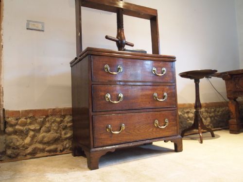 fig 2. Rare Chest of drawers linen press Elm George III small c1780