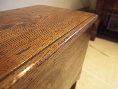 fig 2. Coffer trunk chest blanket box six plank Elm c1720