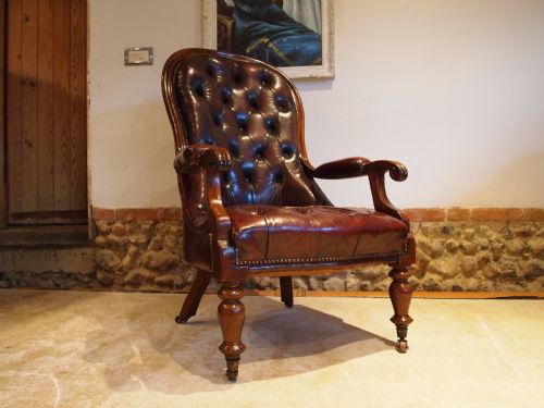 fig 2. Chair stunning Victorian Walnut & leather armchair c1870