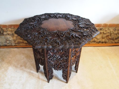Table Fine 19th Century Carved Burmese Lamp Hall Side C1880