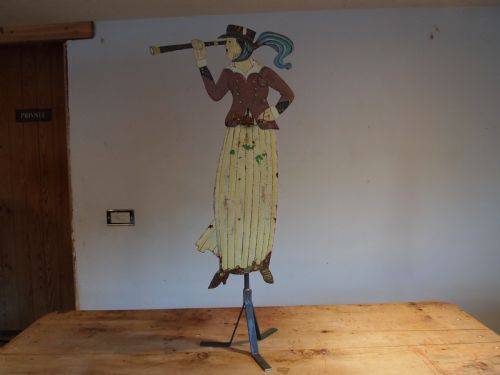 fig 2. Weather vane very rare Folk art Maritime enamel lady c1900  
