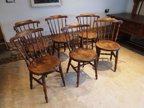 Chairs Stunning Set of 6 Victorian Penny Seat Windsor Chairs C1890