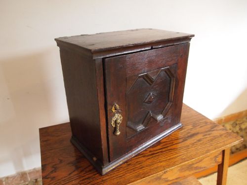 fig 1. Cabinet cupboard Charles II Oak spice cabinet c1680