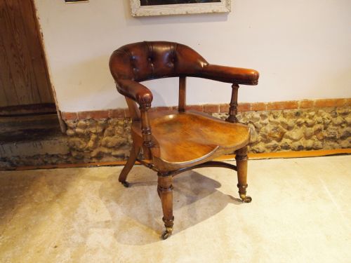 Chair Stunning Victorian Elm Desk or Library Chair C1860