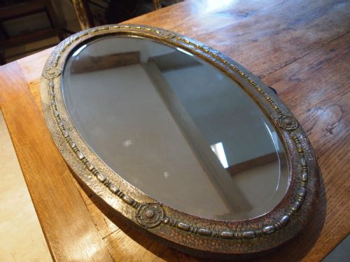 Mirror Arts and Crafts Copper English Rose C1900