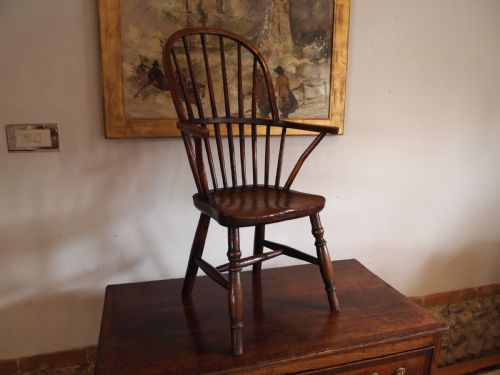 Chair Very Rare Early Victorian Child's Stick Back Windsor Armchair C1840