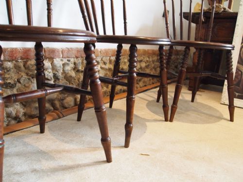 fig 2. Chairs set of 4 Edwardian penny seat Windsor kitchen c1900