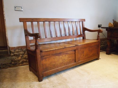 Settle Bench Pew Seat Rare George III Pine Box Settle C1790