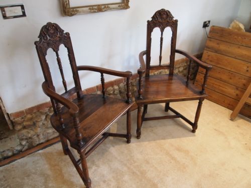 fig 3. Chairs a rare pair of 19th c French Walnut Caquetoire chairs c1880
