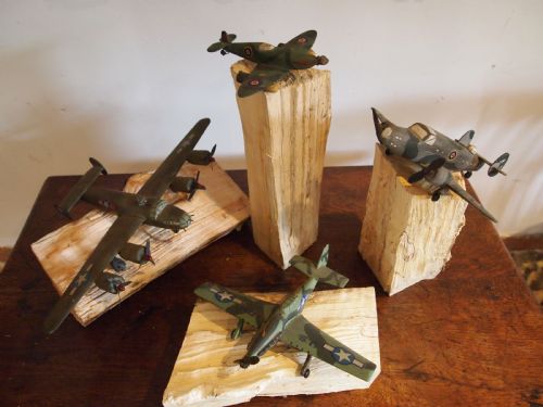 World War II Planes Scratch Built Naive Folk Art Toys C1940