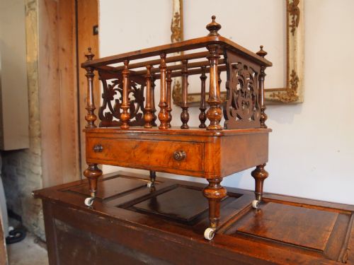 Canterbury Magazine Rack Early Victorian Burr and Figured Walnut C1840