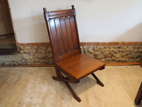 Chair Arts and Crafts Gothic Oak Pugin Influenced C1880