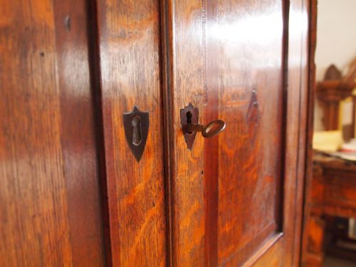 fig 2. Cupboard corner Fine quality George III Oak and Mahogany c1780