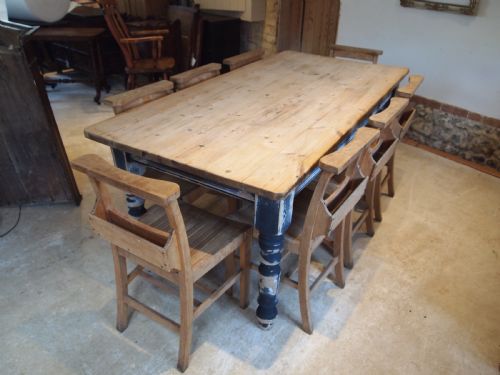 fig 1. Table Edwardian Pine scrub top refectory dining table c1910