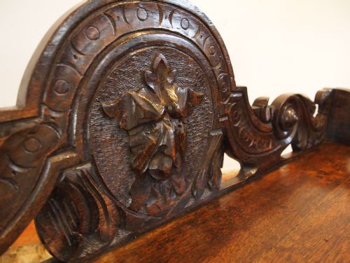 fig 2. Bench settle window seat pew Victorian Carved Oak Green man c1880