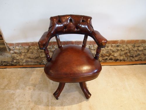 fig 2. Chair outstanding Victorian Mahogany and leather desk chair c1880