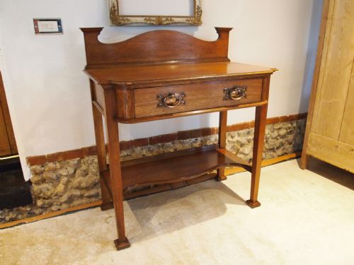 Table Arts and Crafts  Victorian Oak Lamp Hall Side Server C1890