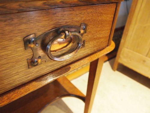 fig 2. Table Arts and Crafts Victorian Oak lamp Hall side server c1890