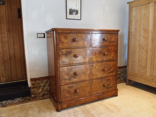 Chest of Drawers Fine Burr Walnut Victorian C1860