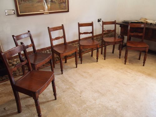 fig 2. Chairs rare set of six East Anglian bar back solid Elm dining chairs c1820