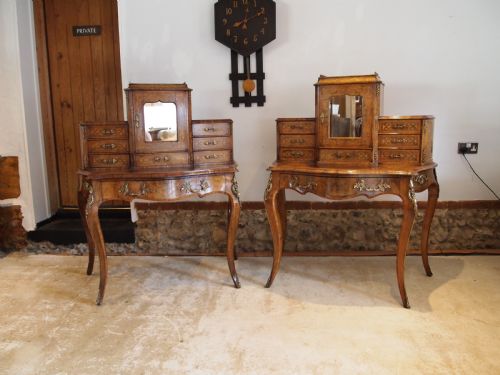 fig 2. Desk rare pair of Bonheur du Jour's exhibition quality Burr walnut c1860