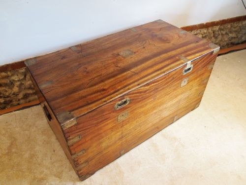 Chest Coffer Trunk Military Campaign Camphor Wood C1840