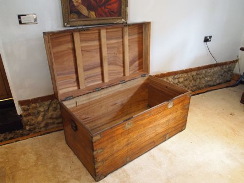fig 1. Chest coffer trunk Military Campaign Camphor wood c1840