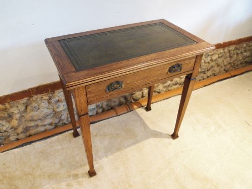 Table Hall Lamp Card Rare Arts and Crafts Oak C1900