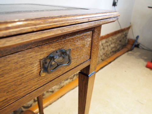 fig 1. Table hall lamp card rare Arts and Crafts Oak c1900