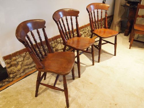 fig 2. Chairs set of 3 Victorian Windsor kitchen chairs c1870
