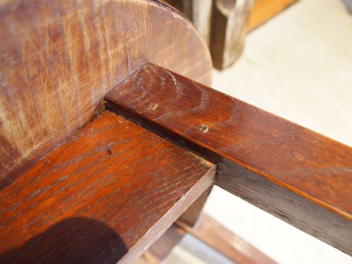 fig 1. Table Arts and Crafts Oak & Elm manner of Barnsley, Romney Green c1900