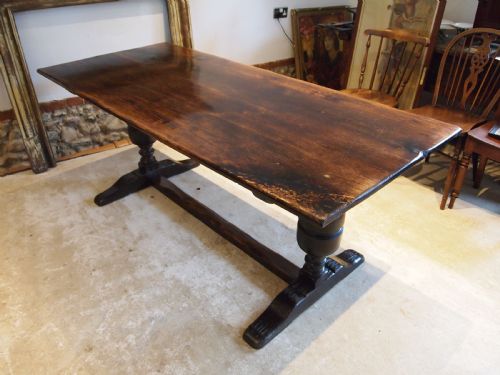 Table Refectory Farmhouse 17thc Style Oak and Burr Oak Dining C1910
