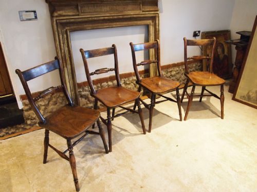 Chairs Set of 4 Victorian Windsor Knife Backs Elm/beech C1870