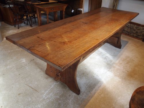 Table Stunning Arts and Crafts Oak Refectory Farmhouse Dining C1900
