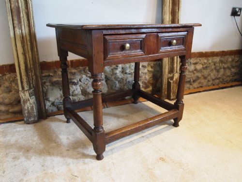 Table Stunning James II Oak Side Hall Lowboy Lamp C1690