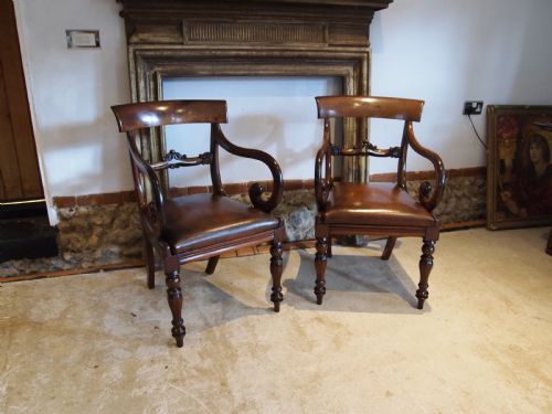 fig 2. Chairs fine pair Library hall George IV Mahogany Leather c1825