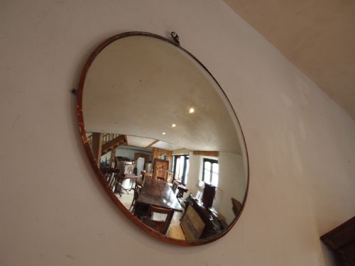 Mirror Rare Large Victorian Convex Mirror in Copper Frame C1880